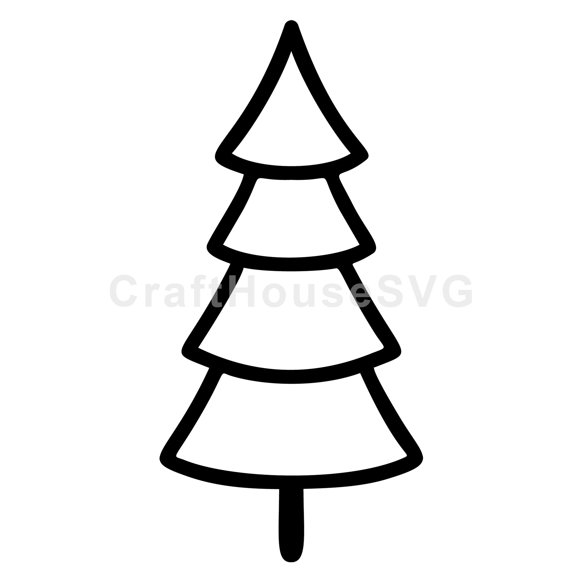 Simple Triangle Christmas Tree Line Art SVG