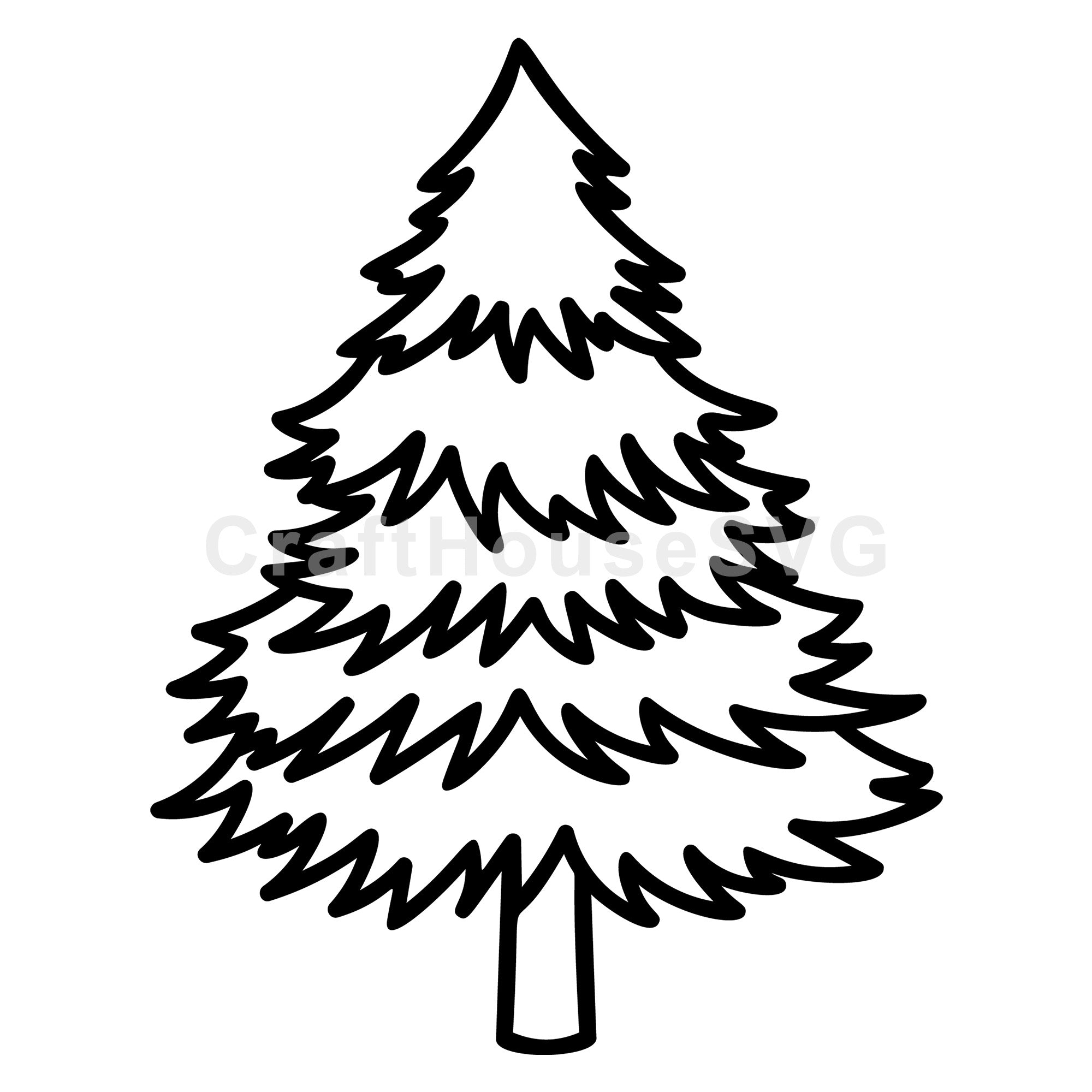 Sharp Needles Christmas Tree Line Art SVG