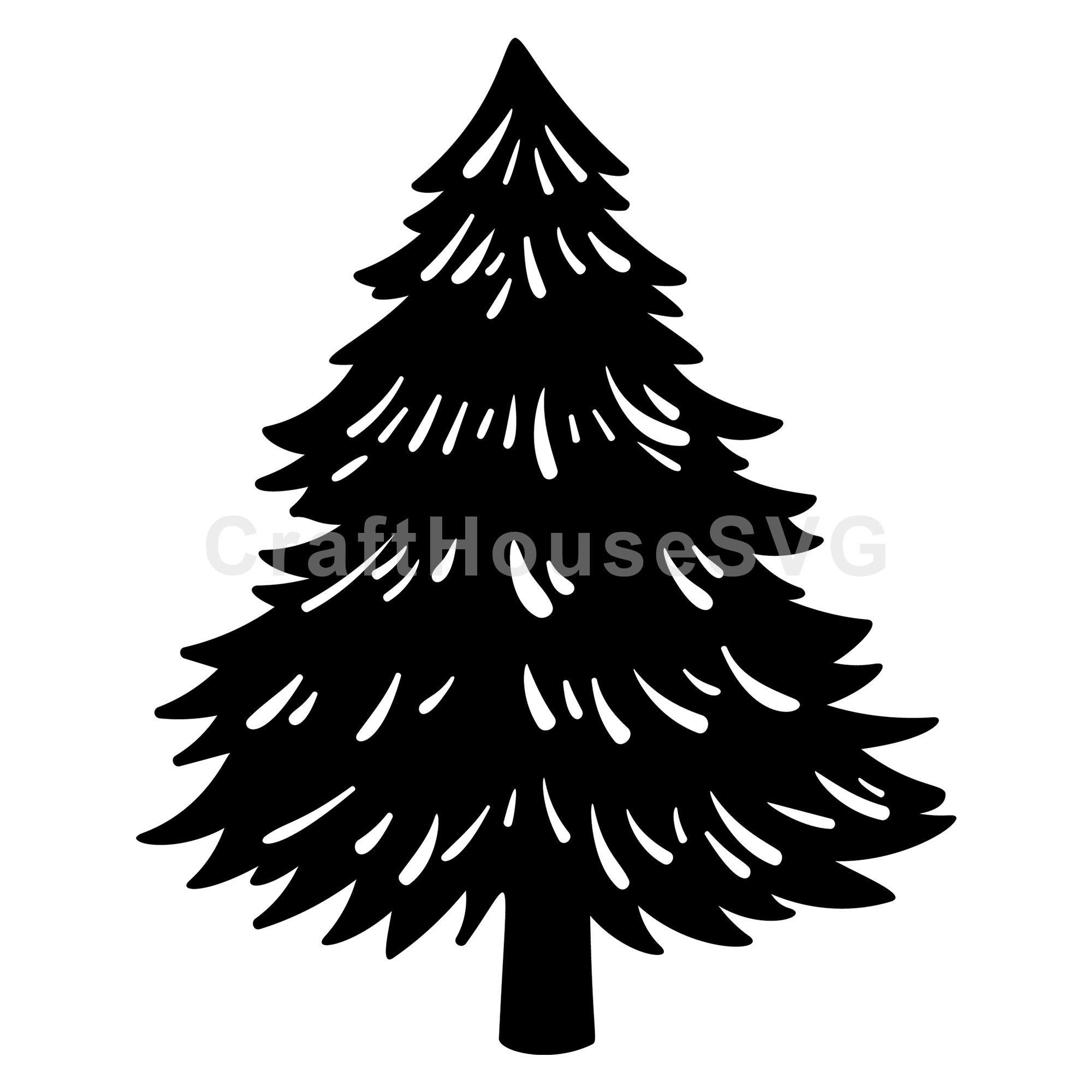 Detailed Needles Christmas Tree Silhouette SVG