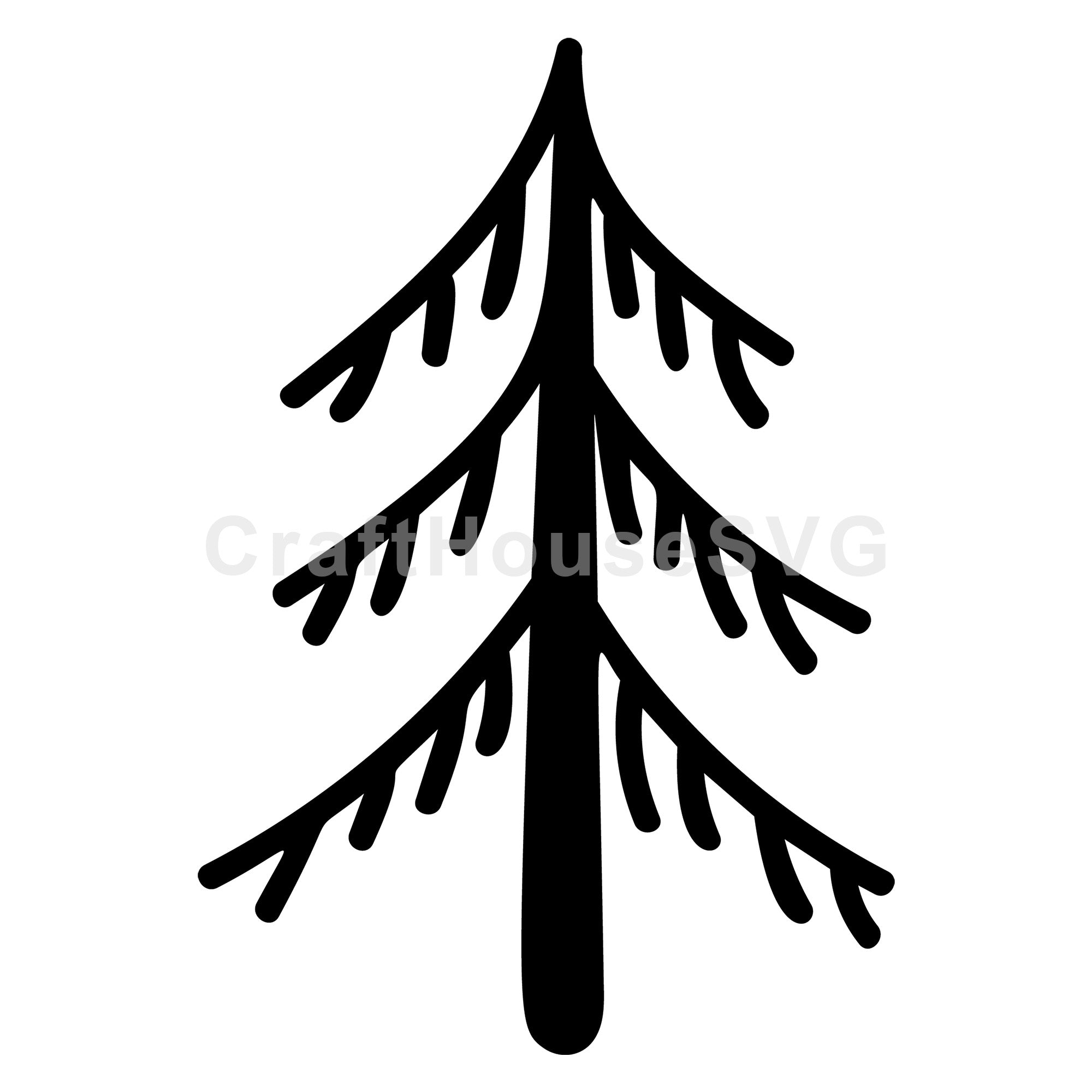 Sparse Branch Christmas Tree Silhouette SVG