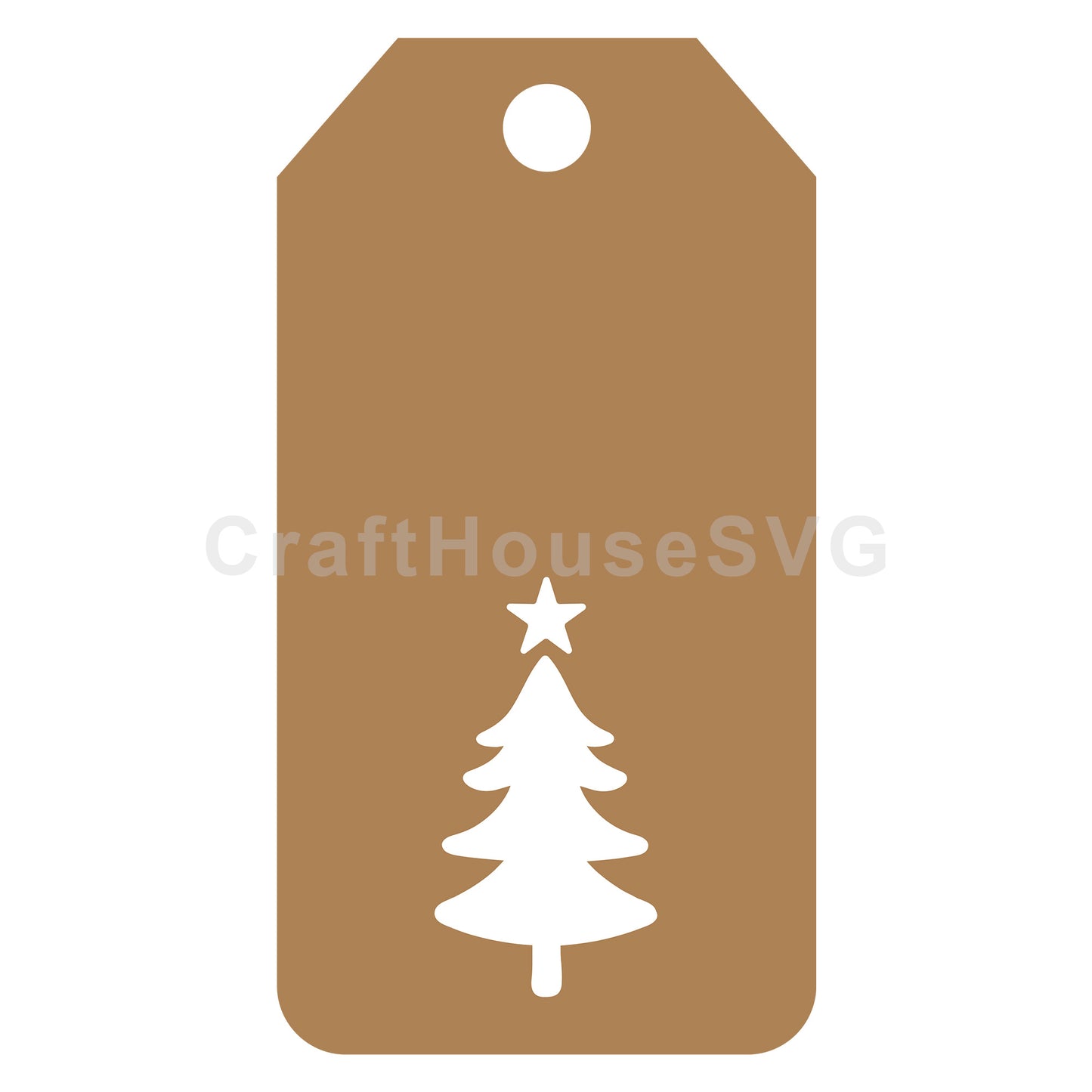 Christmas Tree with Star Gift Tag SVG