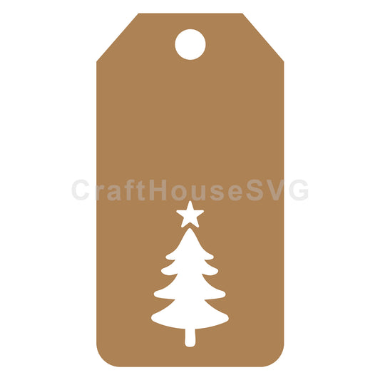 Christmas Tree with Star Gift Tag SVG