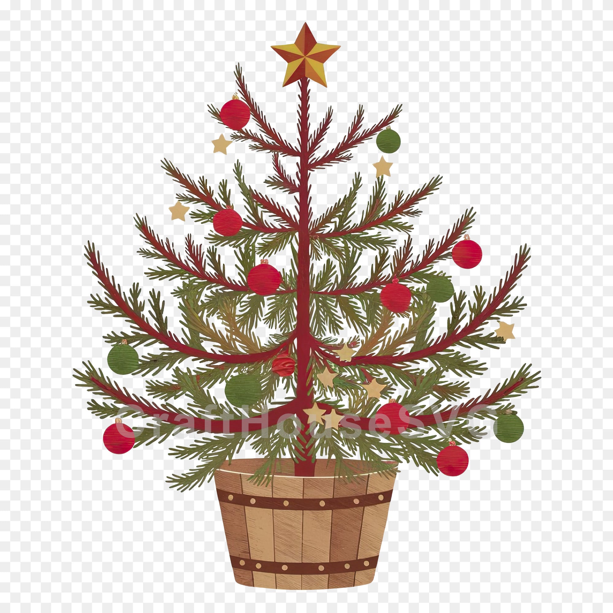 Minimal Christmas Tree PNG Clip Art Sublimation