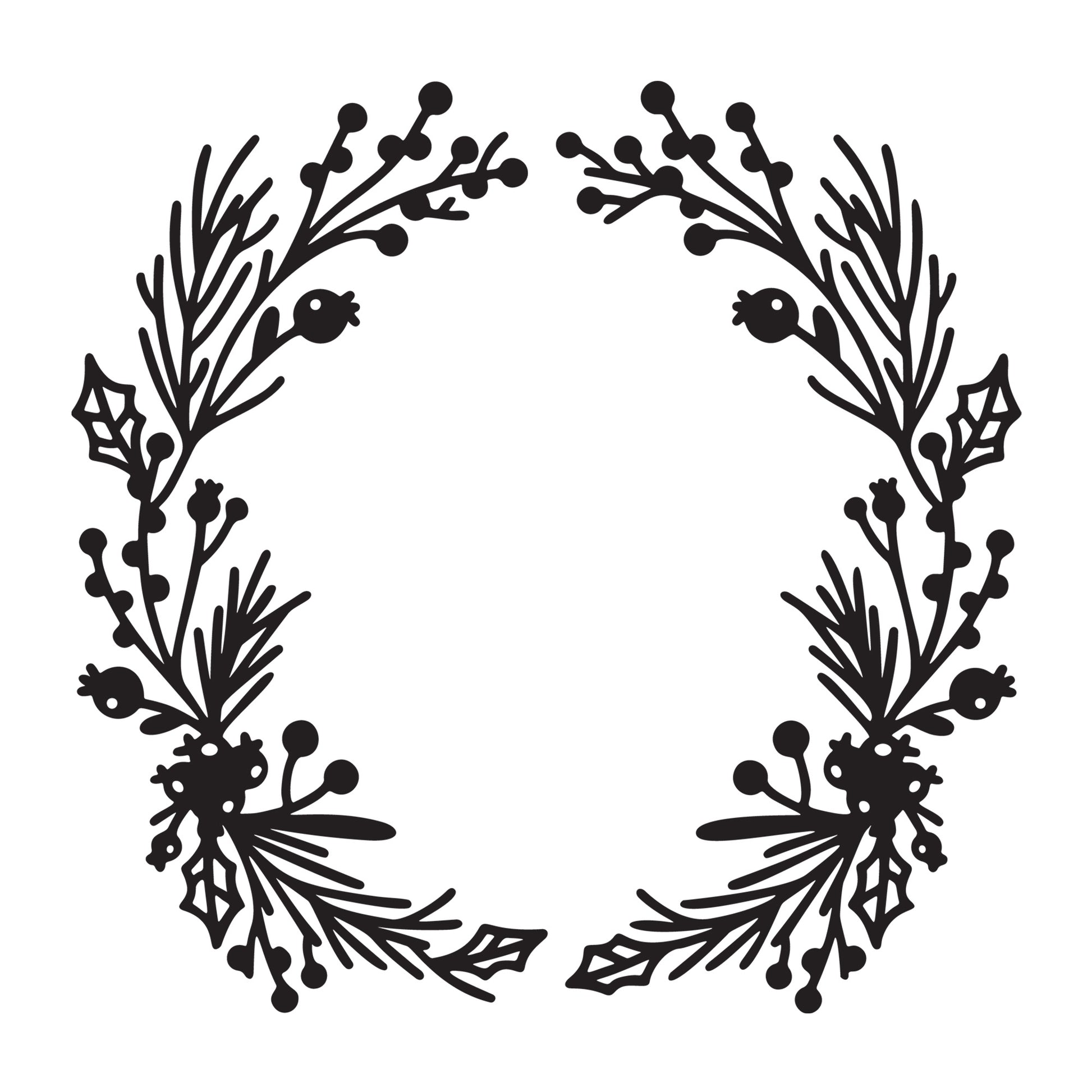 Christmas Wreath SVG design for Cricut, Silhouette, laser cutting, vinyl, sublimation, and Christmas craft projects.