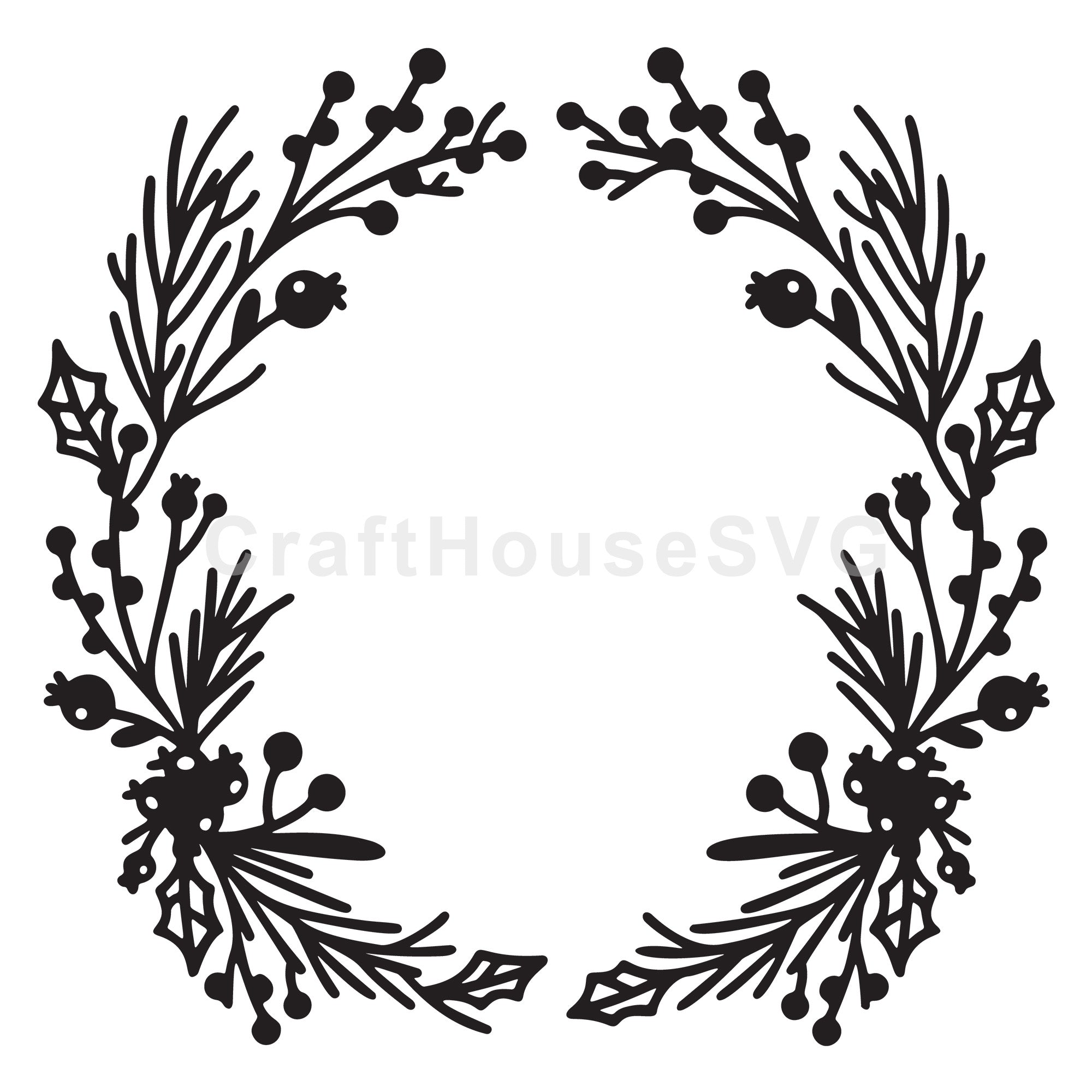 Rustic Berry Christmas Wreath SVG