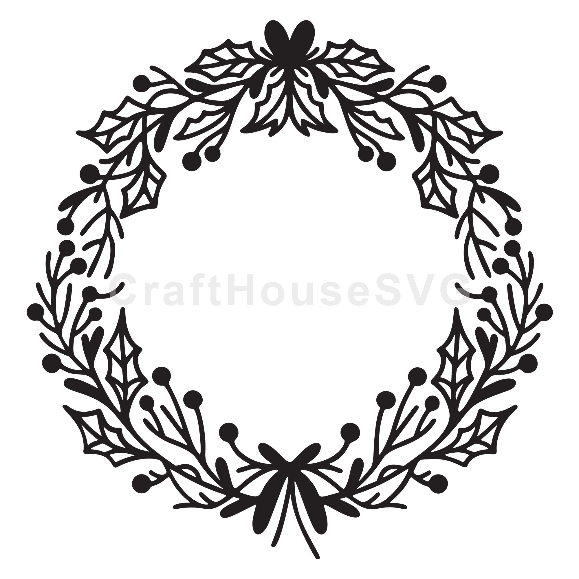 Bow Tied Christmas Wreath SVG