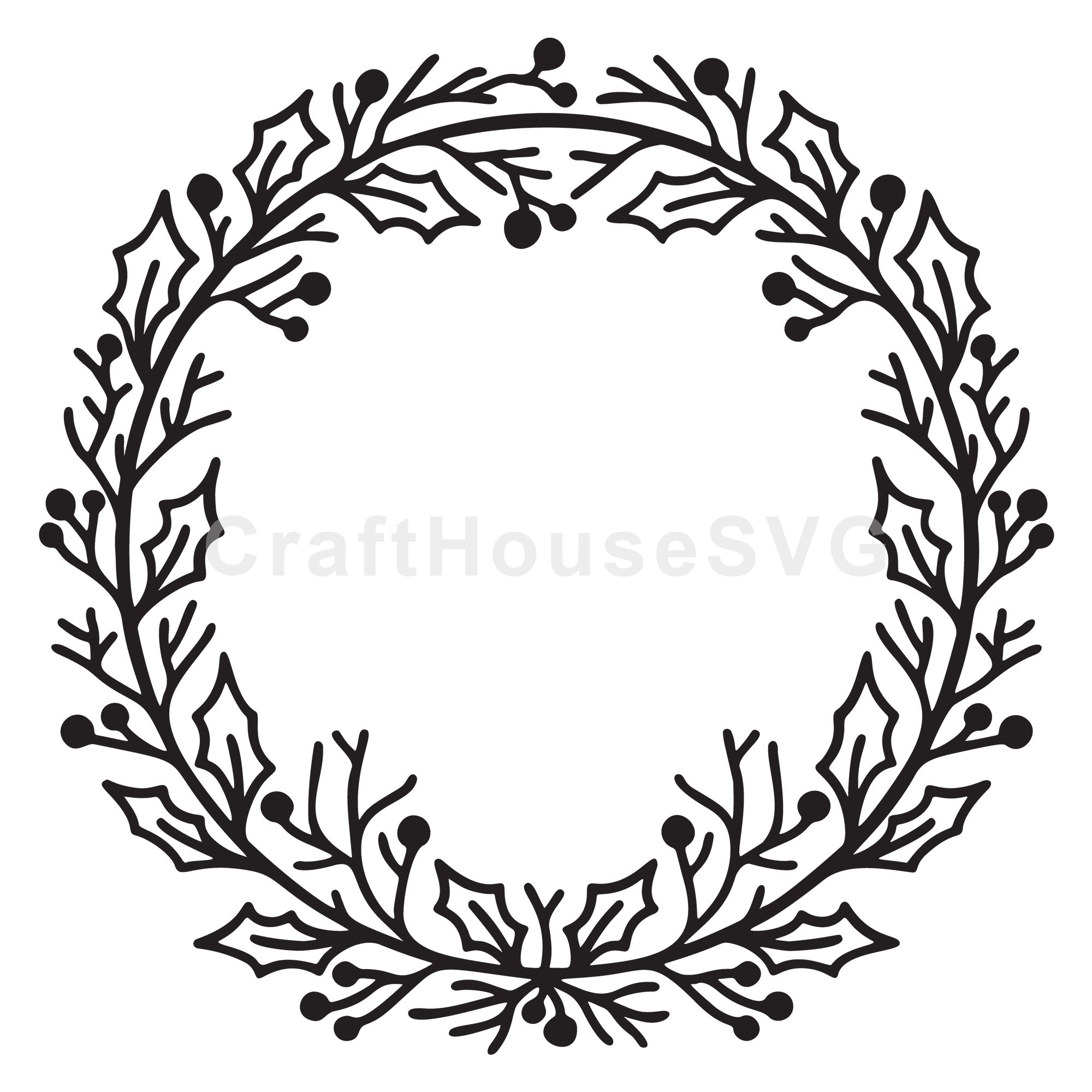 Holly Berry Christmas Wreath SVG