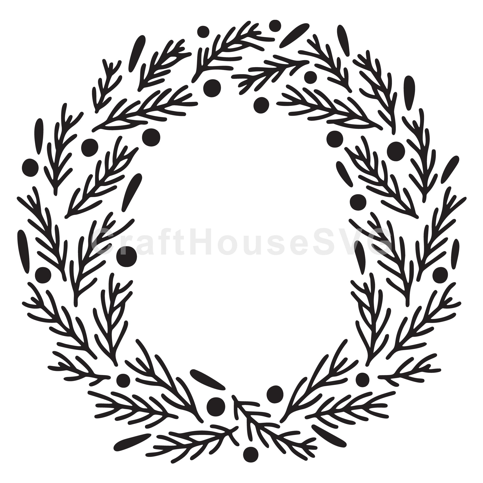 Festive Branch Christmas Wreath SVG