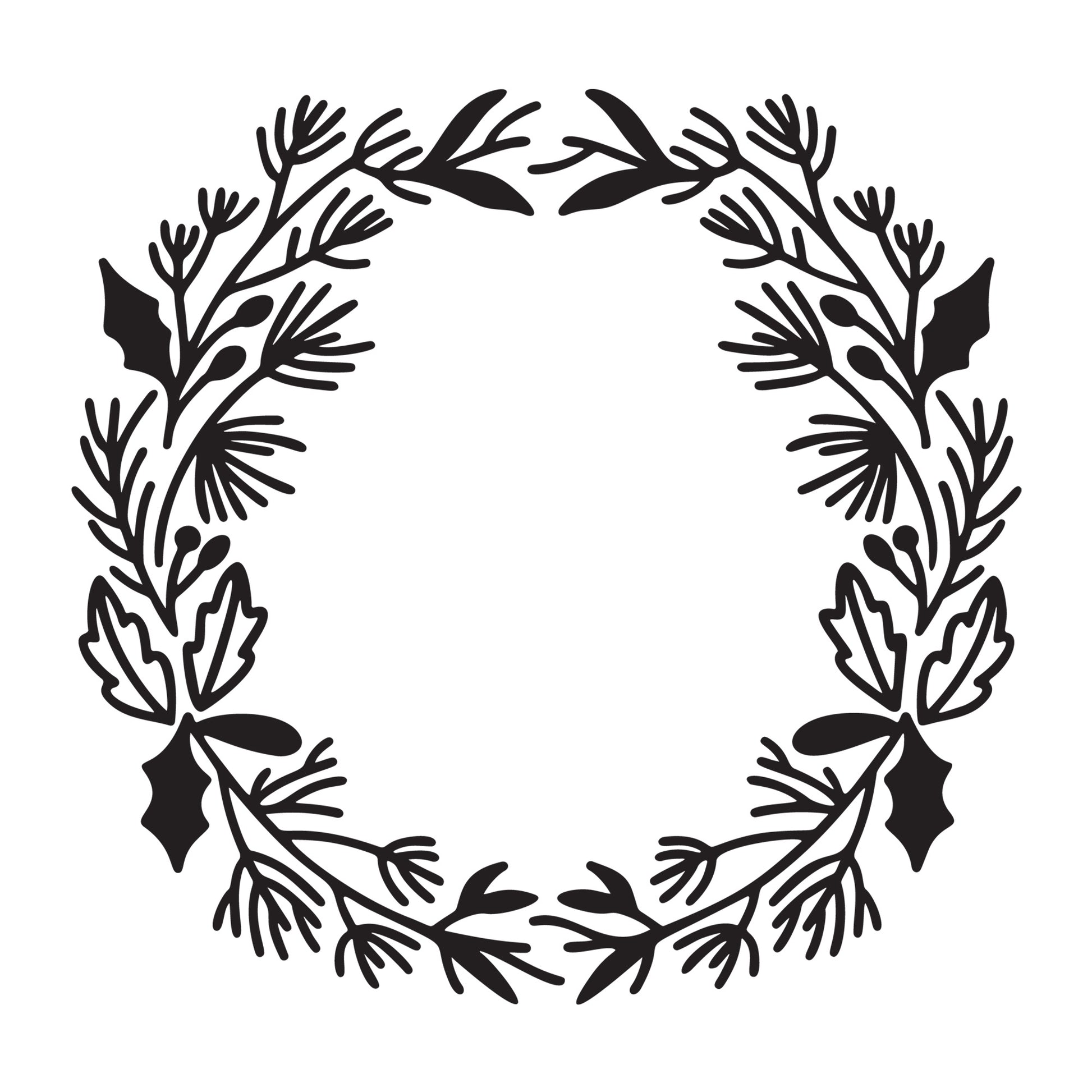 Christmas Wreath SVG design for Cricut, Silhouette, laser cutting, vinyl, sublimation, and Christmas craft projects.