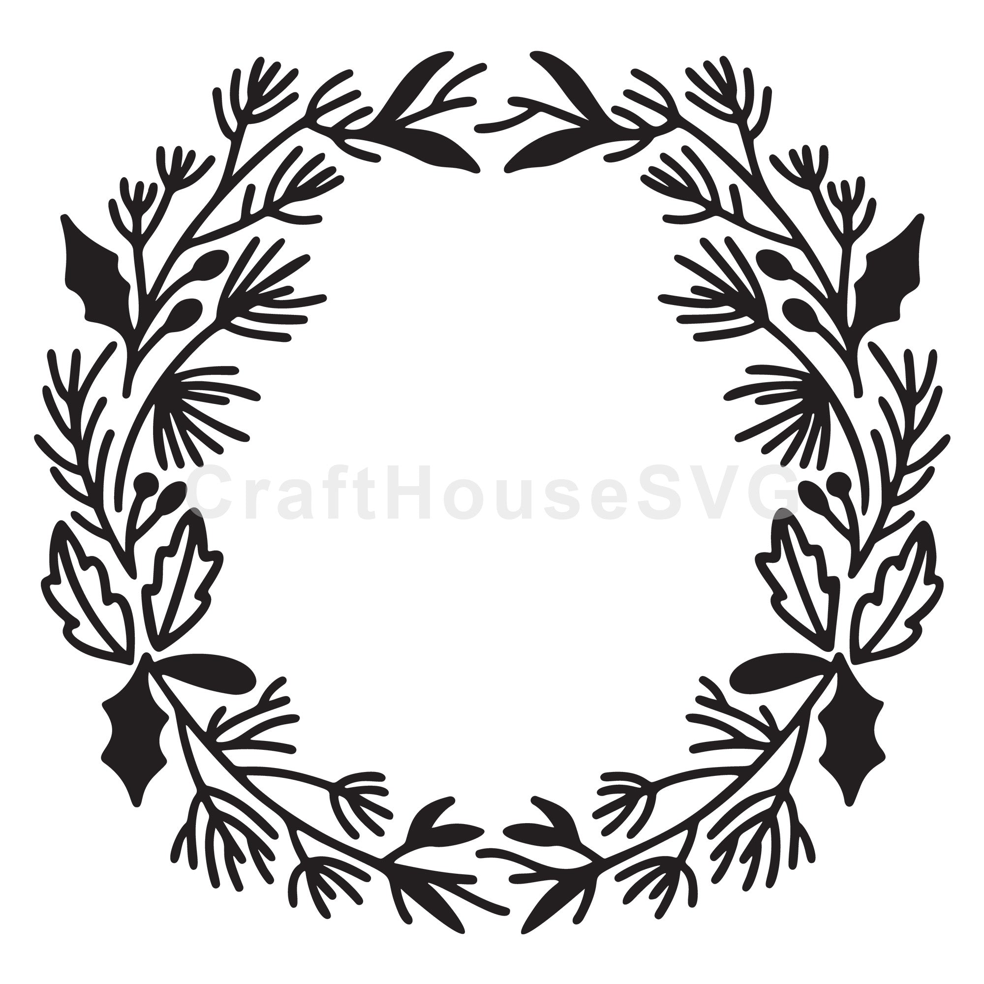 Winter Pine Christmas Wreath SVG