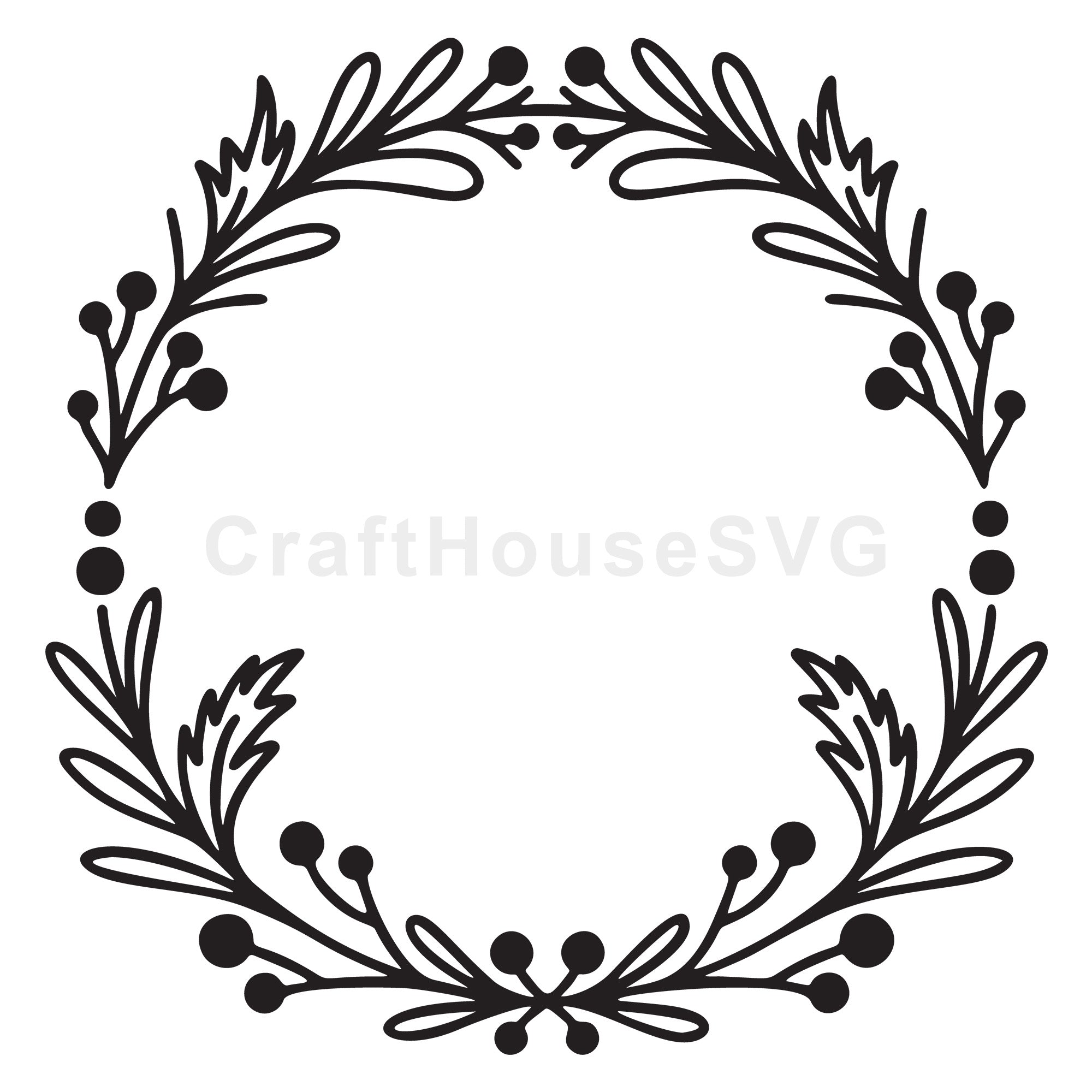 Simple Leaves Christmas Wreath SVG