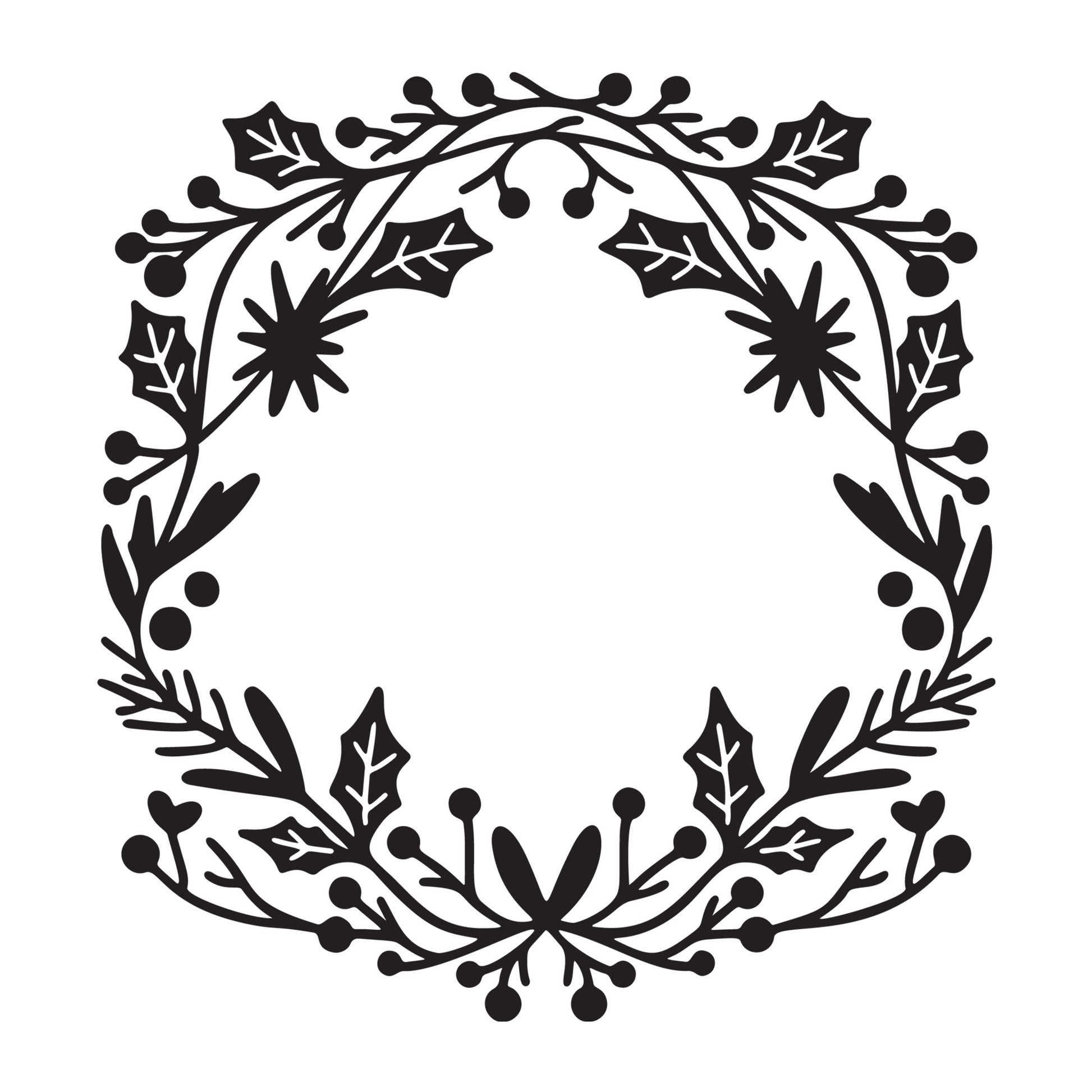 Christmas Wreath SVG design for Cricut, Silhouette, laser cutting, vinyl, sublimation, and Christmas craft projects.