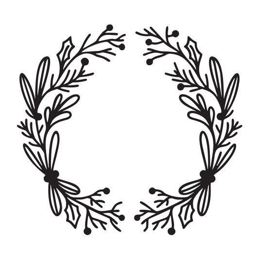 Christmas Wreath SVG design for Cricut, Silhouette, laser cutting, vinyl, sublimation, and Christmas craft projects.