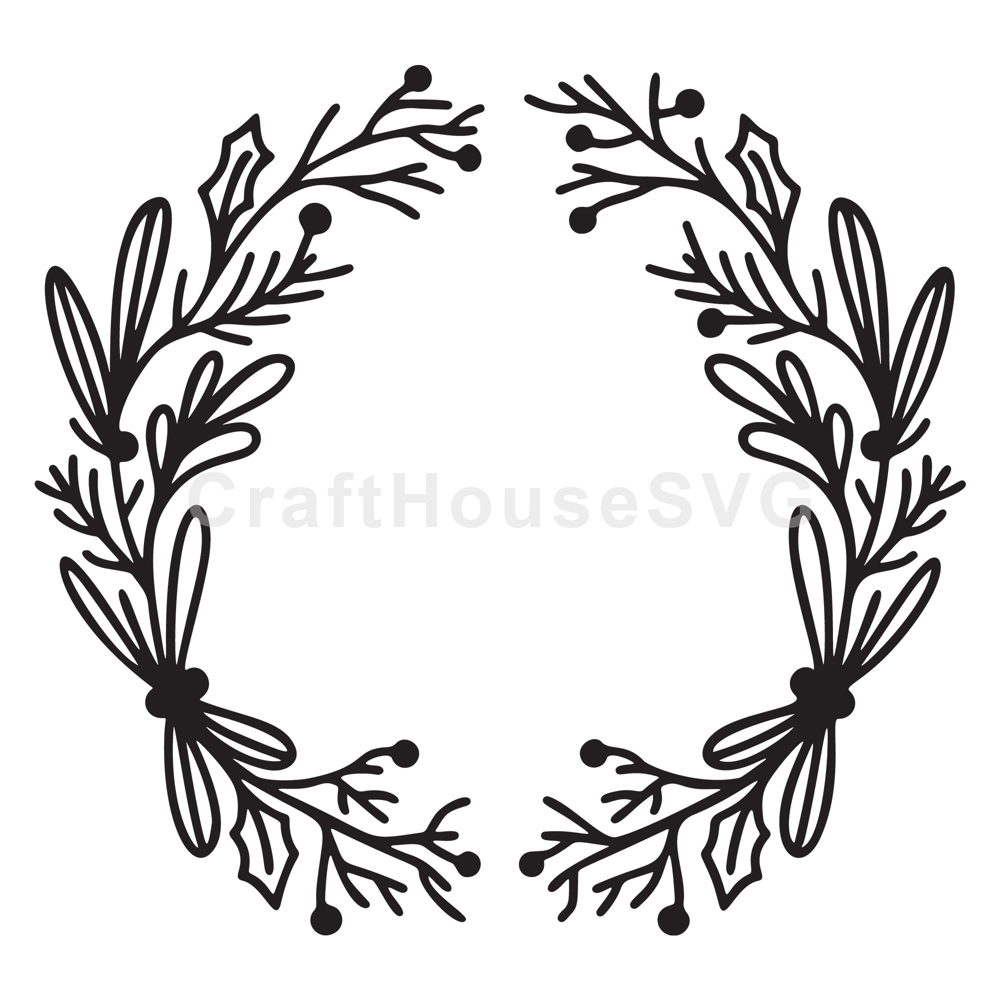 Mistletoe Accent Christmas Wreath SVG