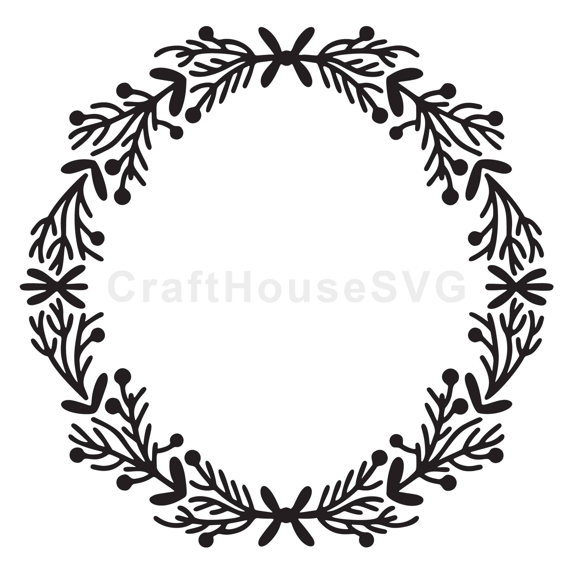 Minimalist Pine Christmas Wreath SVG