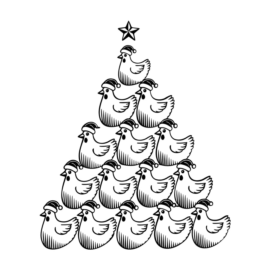 Christmas Chicken Tree SVG design for Cricut, Silhouette, laser cutting, vinyl, sublimation, and craft projects.