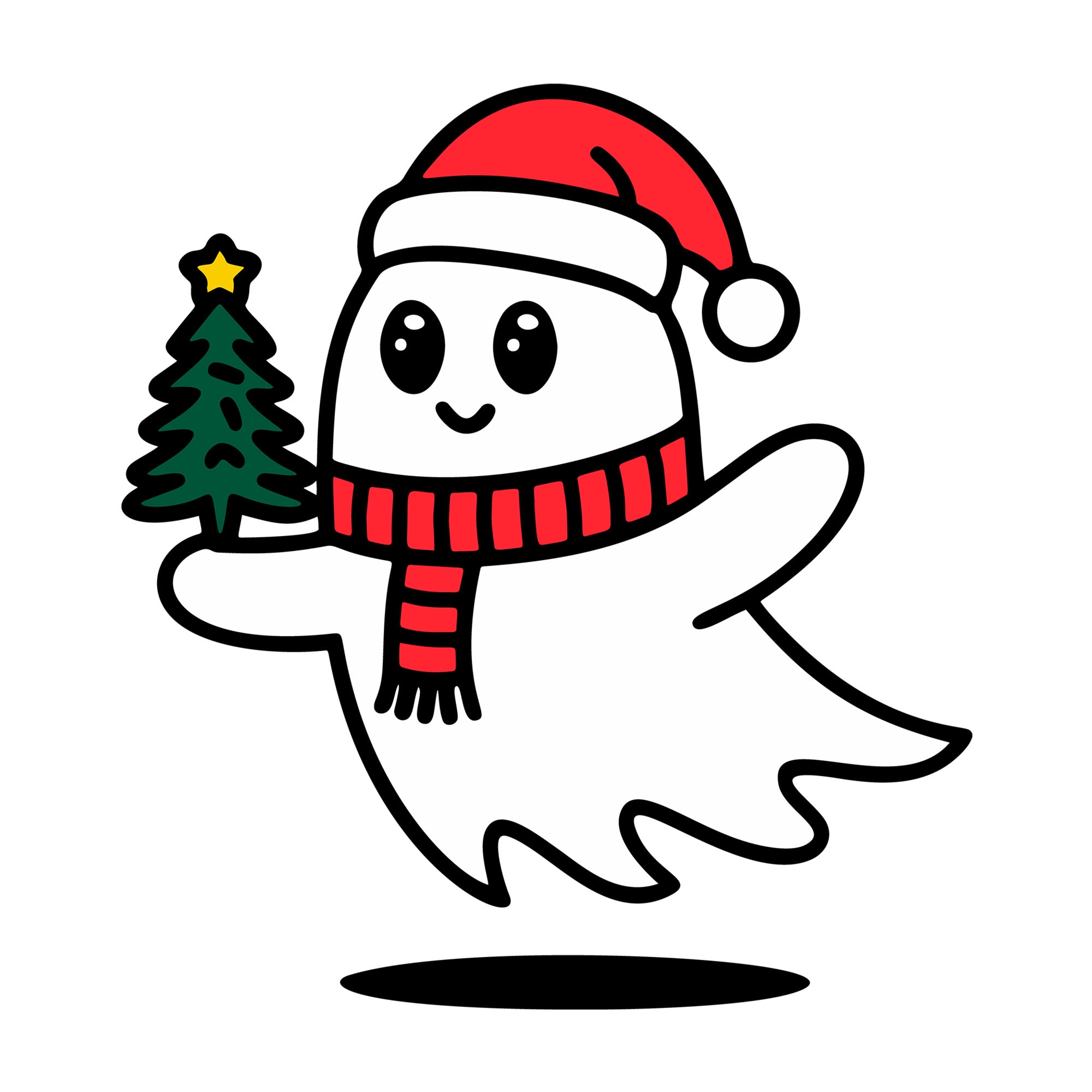 Christmas Ghost Santa Hat SVG design for Cricut, Silhouette, laser cutting, vinyl, sublimation, and craft projects.