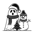 Christmas Ghost and Snowman SVG design for Cricut, Silhouette, laser cutting, vinyl, sublimation, and craft projects.