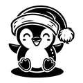 Christmas Penguin in Santa Hat and Snowflakes SVG design for Cricut, Silhouette, laser cutting, vinyl, sublimation, and craft projects.
