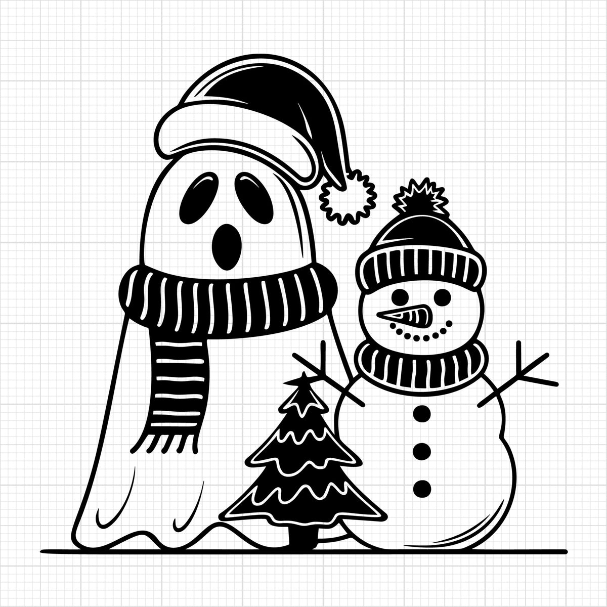 Christmas Ghost and Snowman