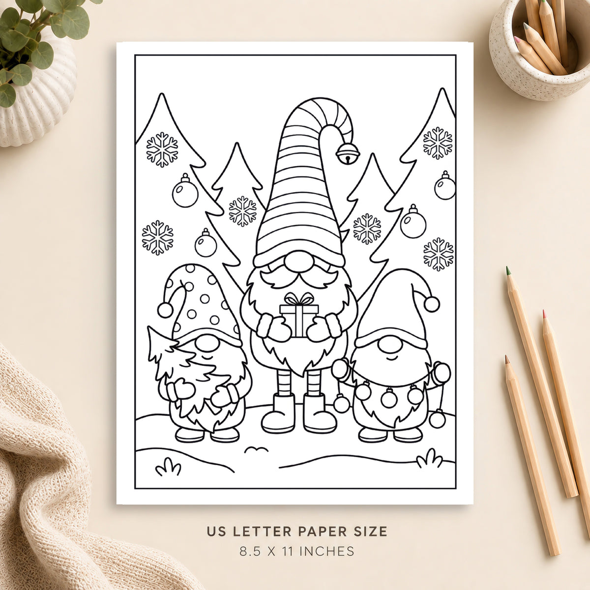 Christmas Gnome Coloring Page 5