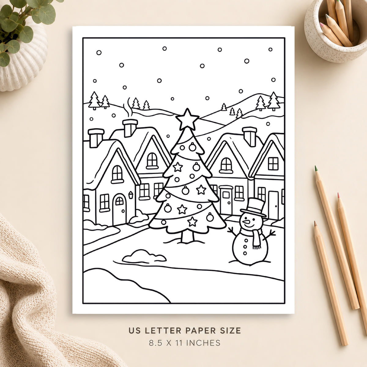 Christmas Village Coloring Page 3