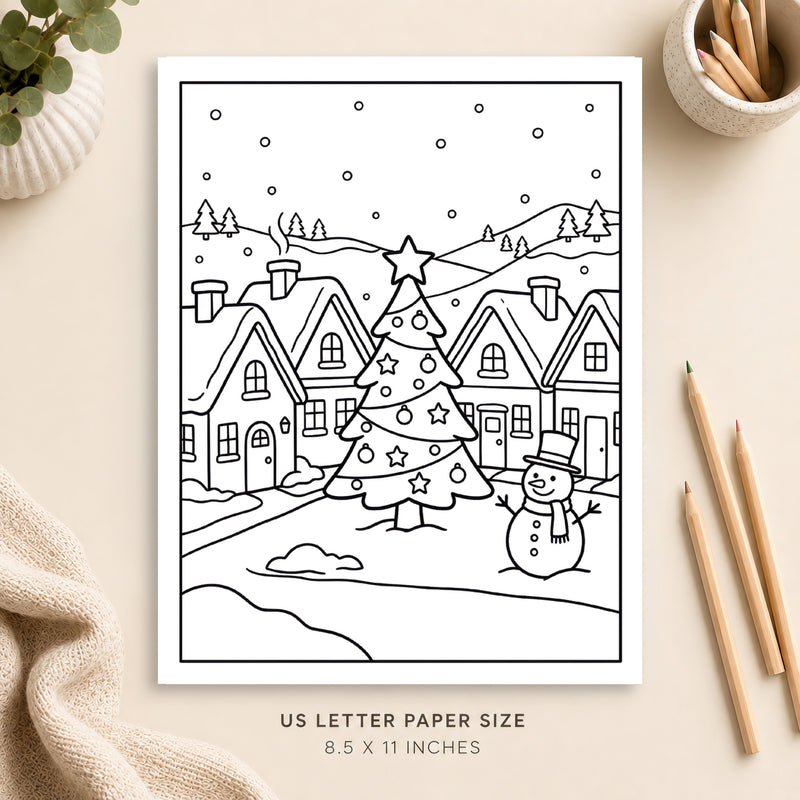 Christmas Village Coloring Page 3