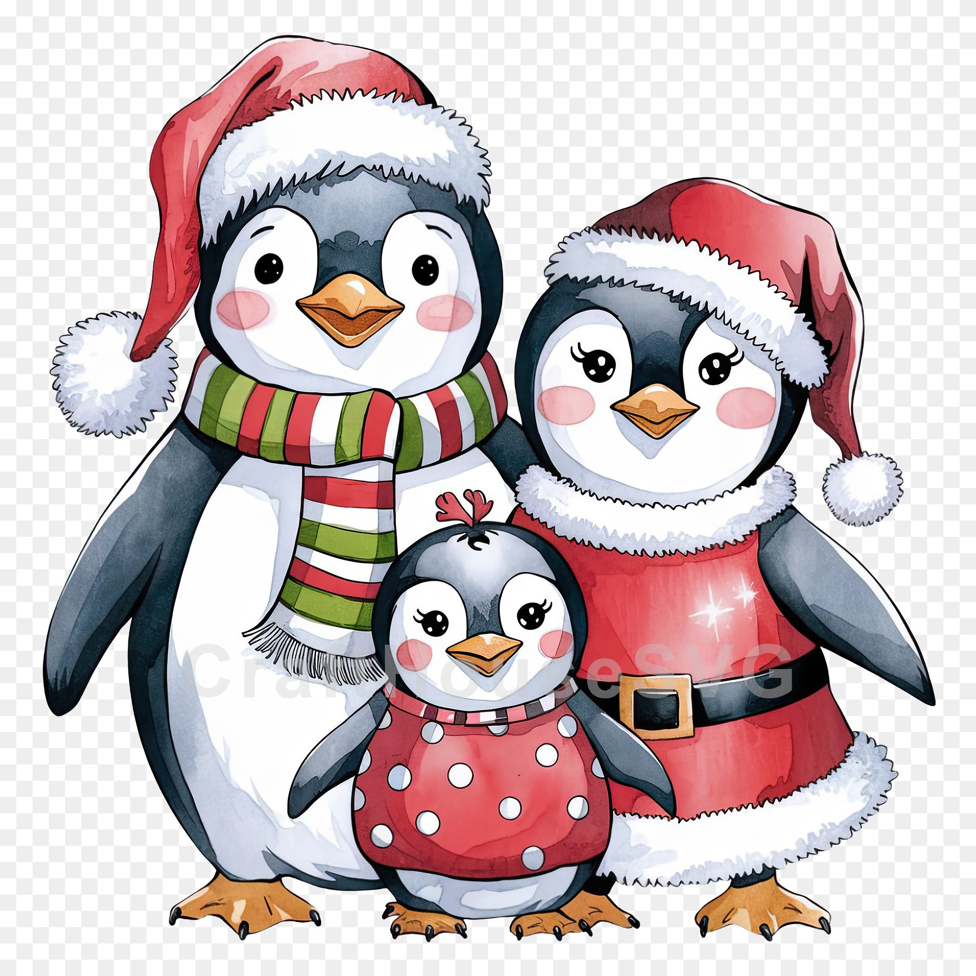 Christmas Penguin Clipart Sublimation Bundle