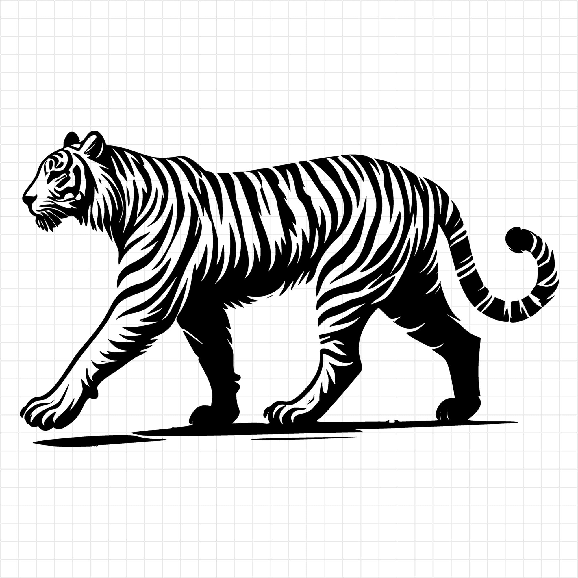 Classic Walking Tiger Silhouette SVG