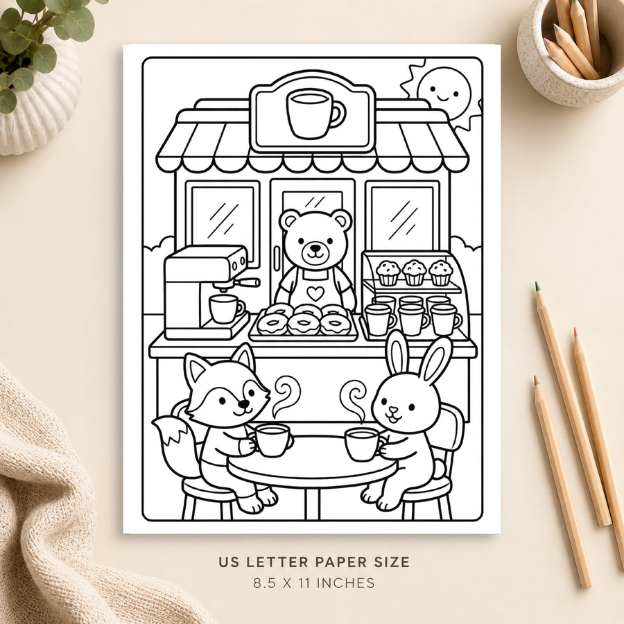 Coffee Shop Coloring Page 1
