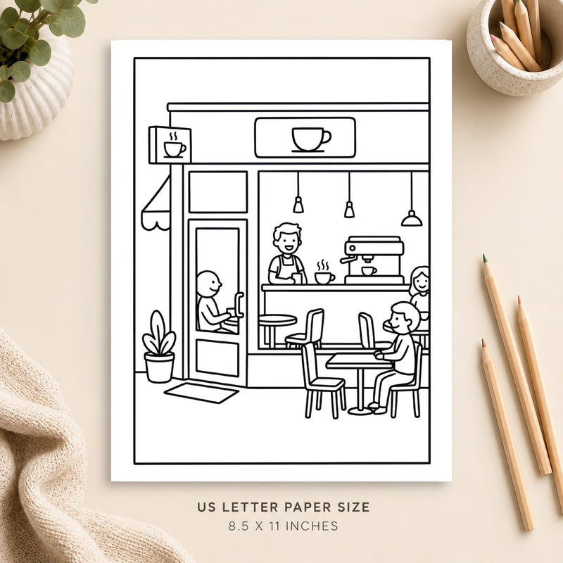 Coffee Shop Coloring Page 6