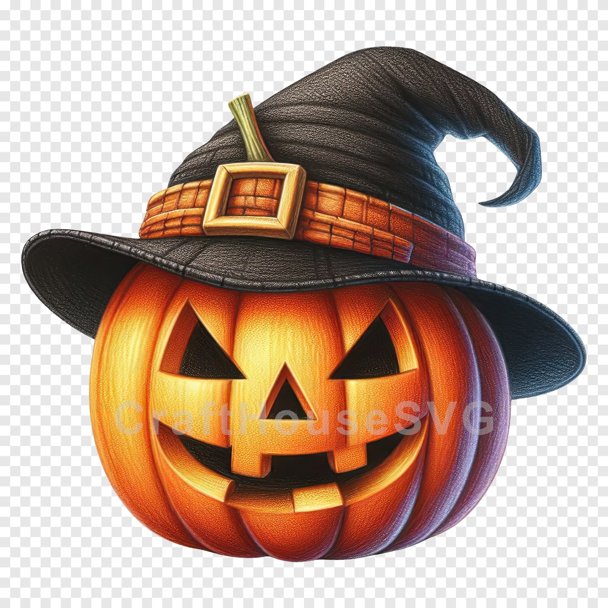 Colored Pencil Witch Halloween Pumpkin PNG Clip Art Sublimation