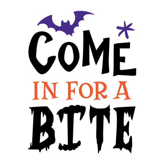 Come In For A Bite SVG design for Cricut, Silhouette, laser cutting, vinyl, sublimation, and Halloween craft projects.