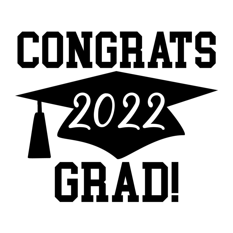 Congrats Grad 2022 SVG design for Cricut, Silhouette, laser cutting, vinyl, sublimation, graduation crafts, and DIY projects.