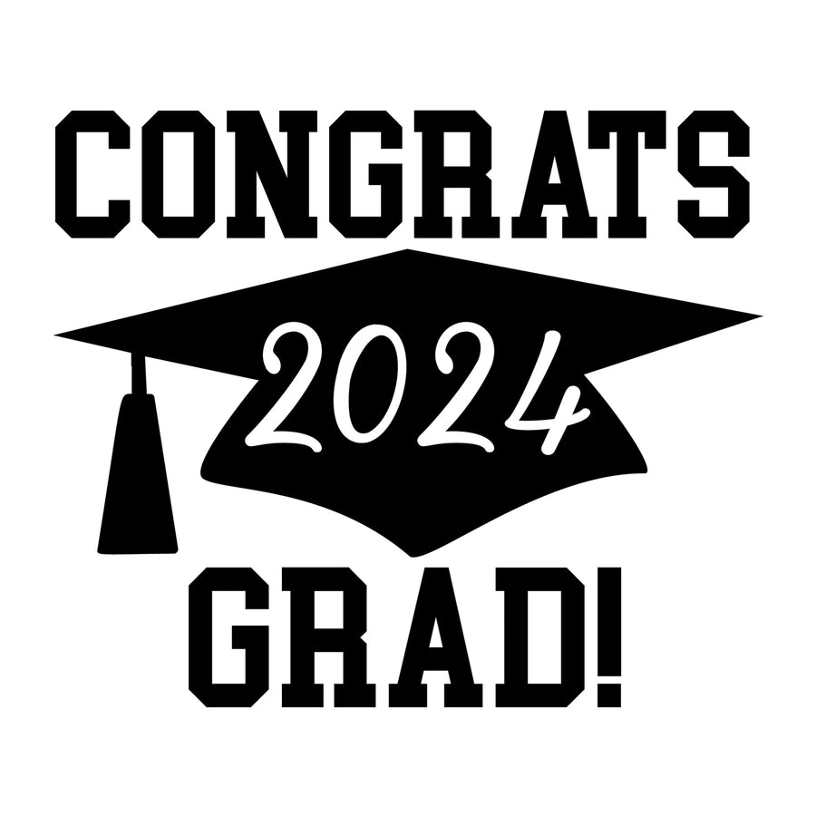 Congrats Grad 2024 SVG design for Cricut, Silhouette, laser cutting, vinyl, sublimation, graduation crafts, and DIY projects.