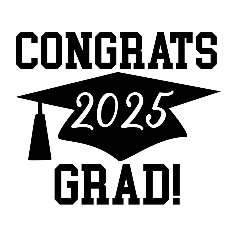 Congrats Grad 2025 SVG design for Cricut, Silhouette, laser cutting, vinyl, sublimation, graduation crafts, and DIY projects.