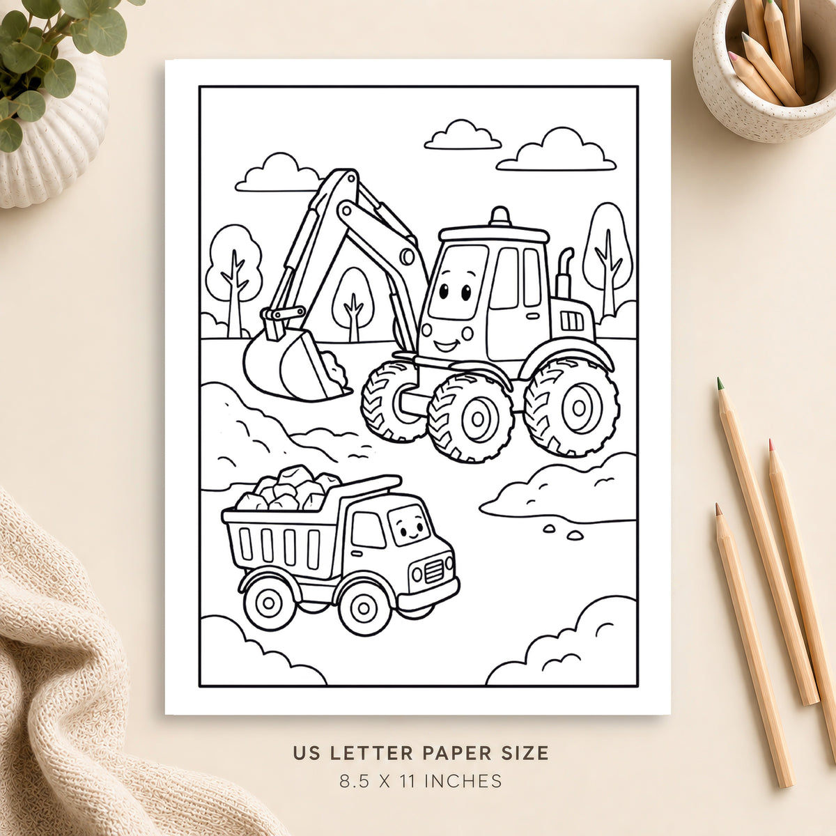 Construction Vehicle Coloring Page 1