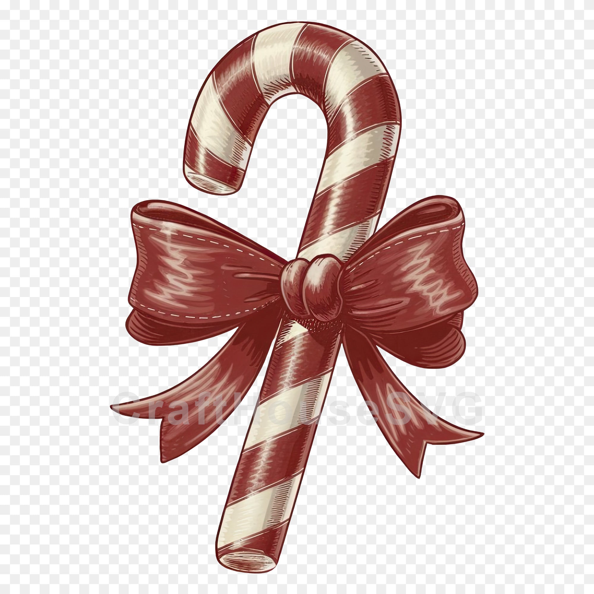 Coquette Candy Cane PNG Clip Art Sublimation