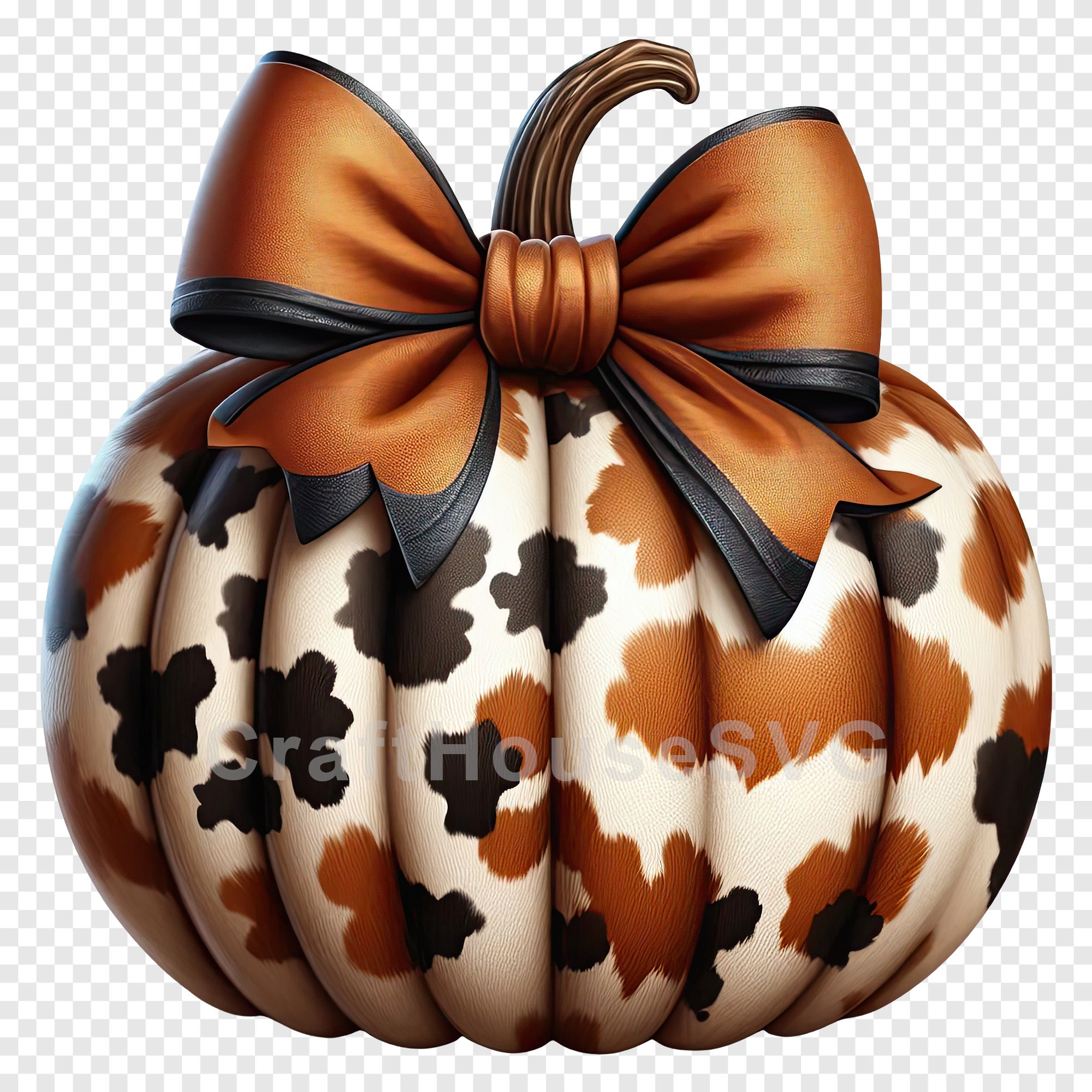 Coquette Cowhide Pumpkin PNG Clip Art Sublimation