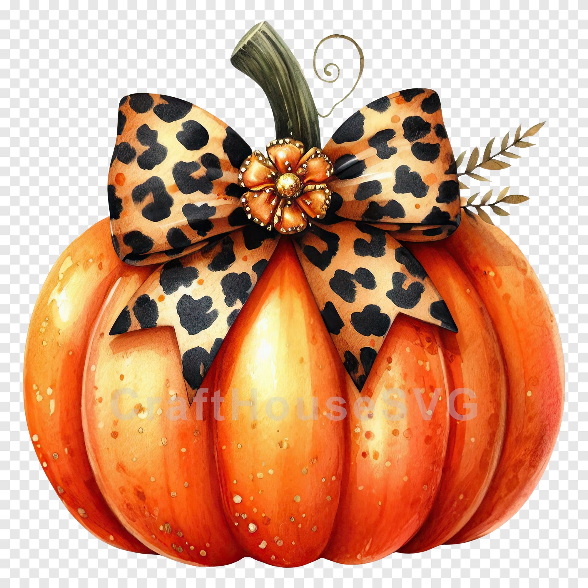 Coquette Leopard Bow Pumpkin PNG Clip Art Sublimation