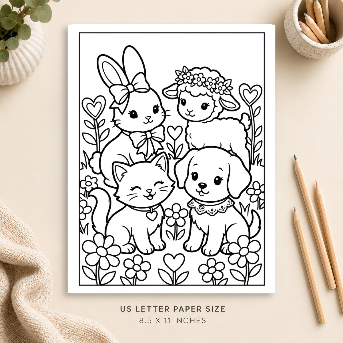 Coquette Animals Coloring Page 2