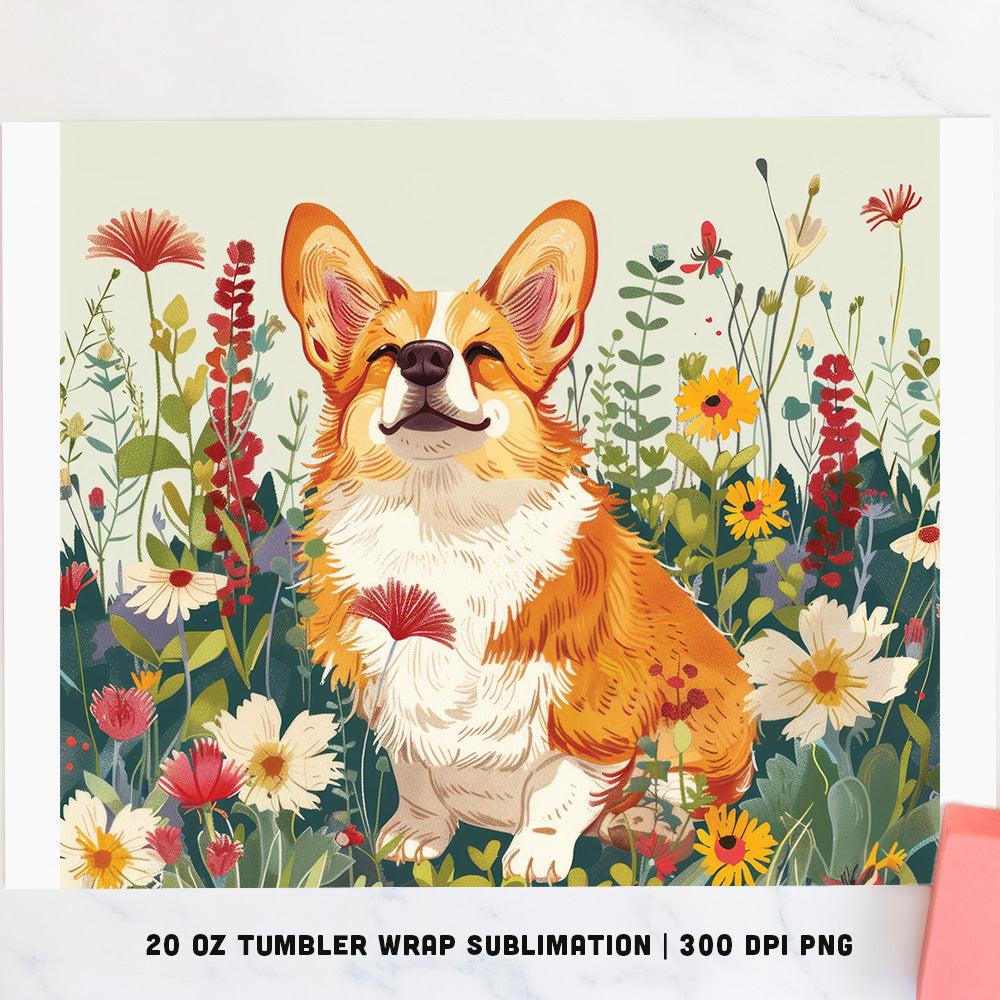Dog Illustration Tumbler Sublimation Bundle PNG 20 oz
