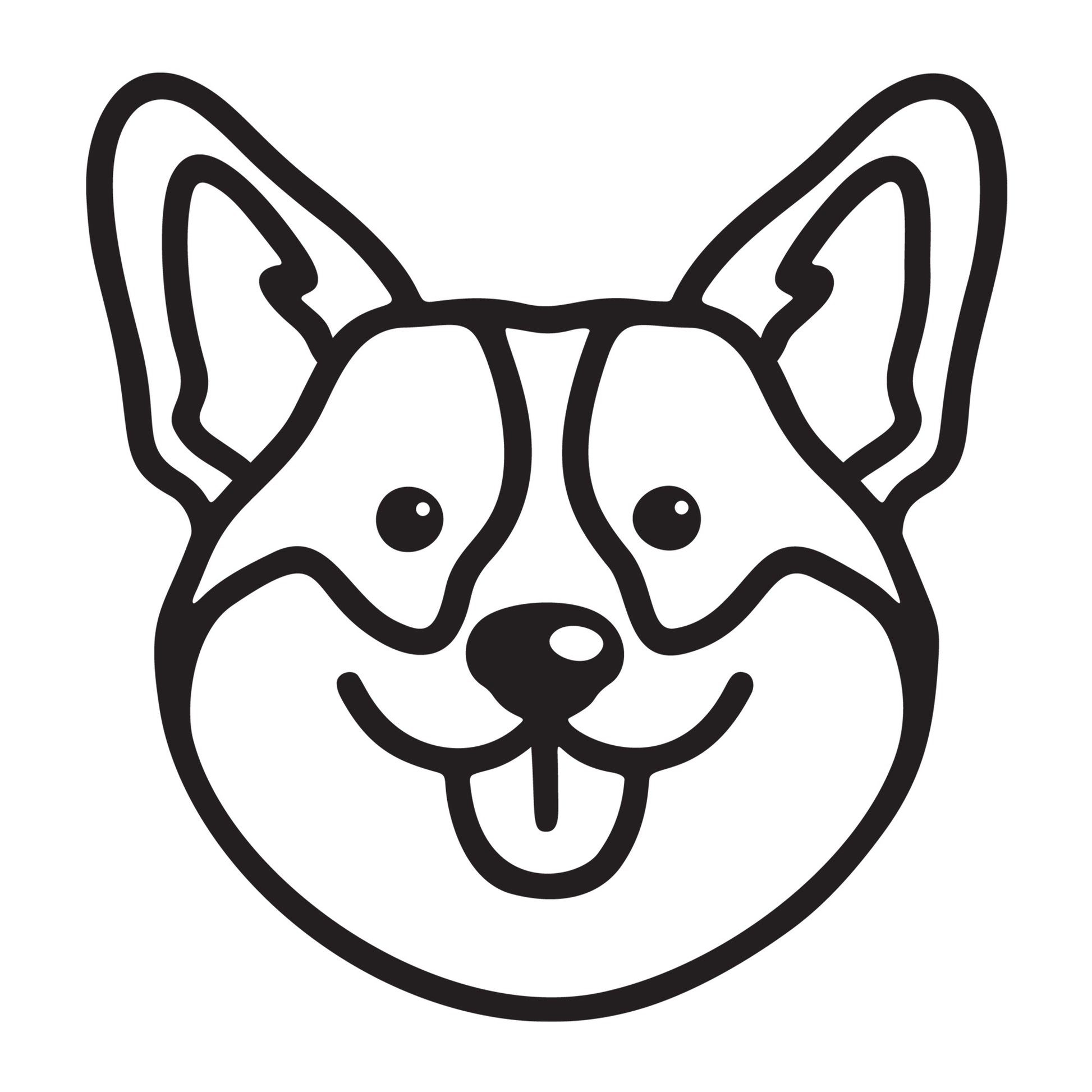 Corgi SVG dog outline design for Cricut, Silhouette, laser cutting, vinyl, sublimation, and pet craft projects.