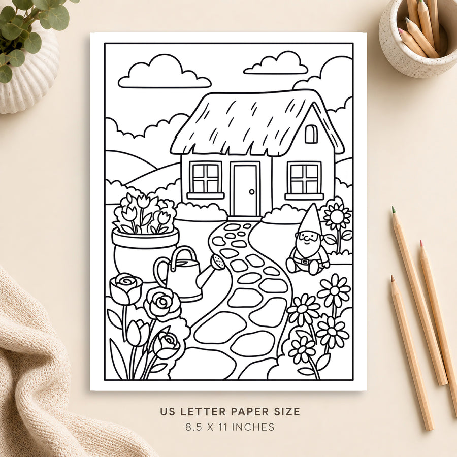 Cottage Garden Coloring Page 1