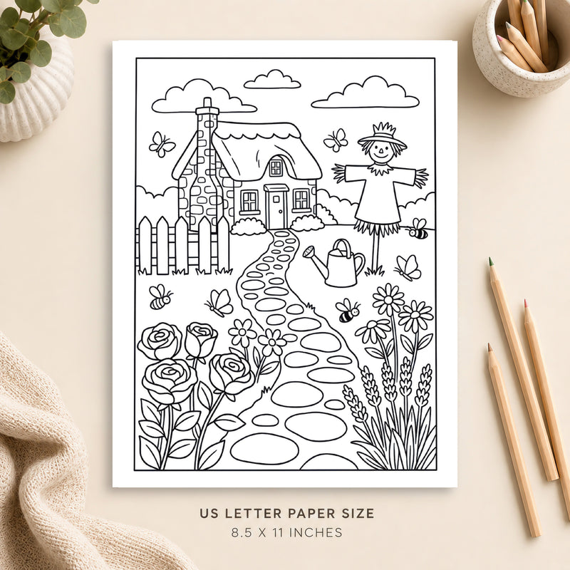 Cottage Garden Coloring Page 2