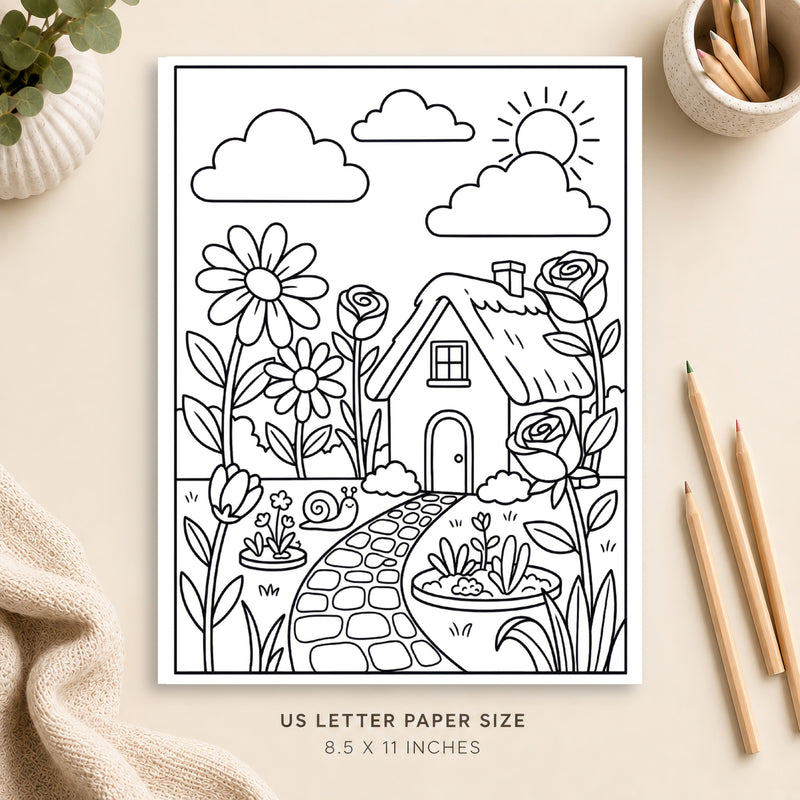 Cottage Garden Coloring Page 3