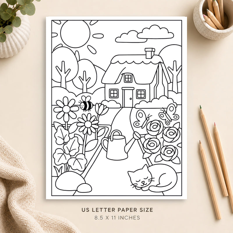 Cottage Garden Coloring Page 4
