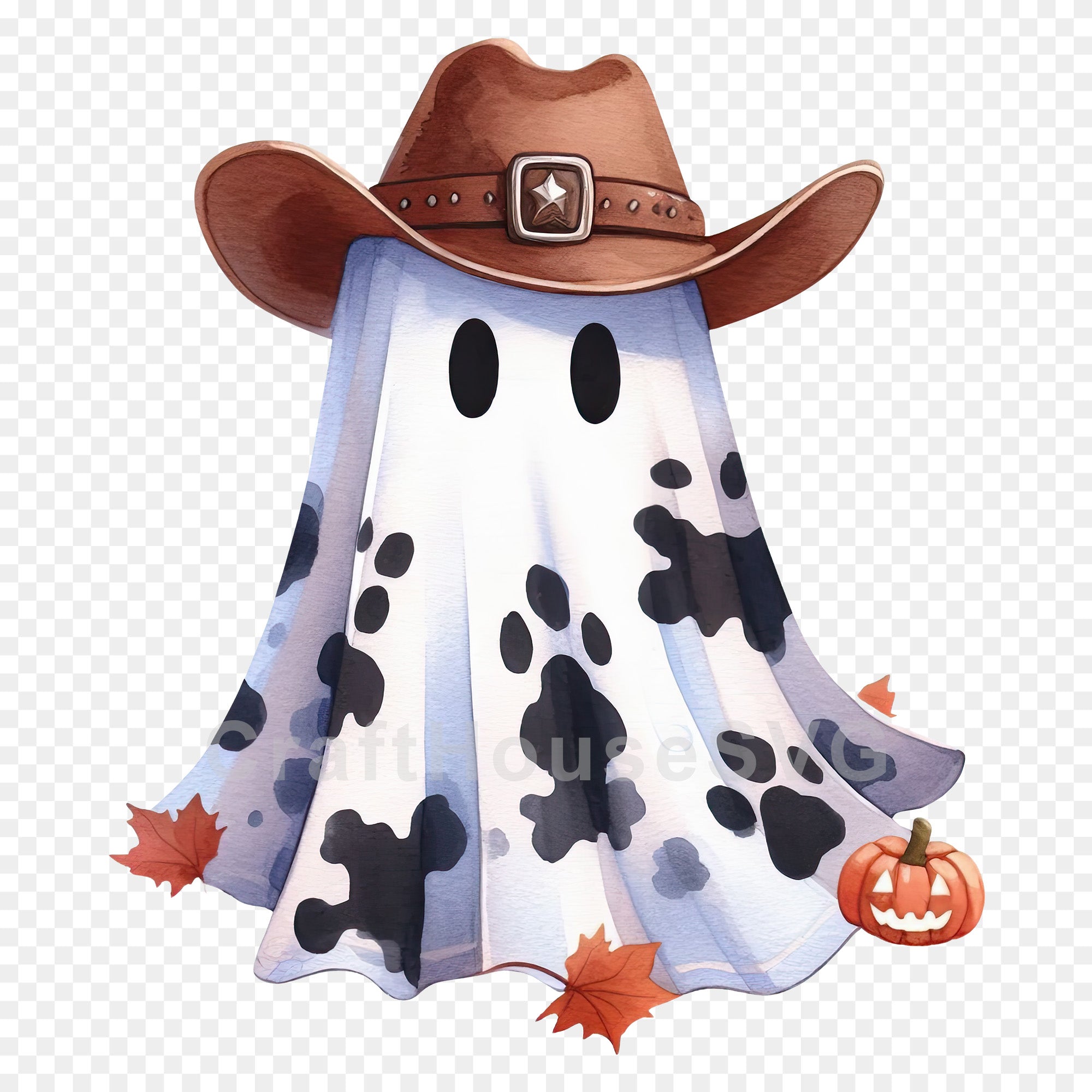 Cowboy Ghost with Cow Prints PNG Sublimation