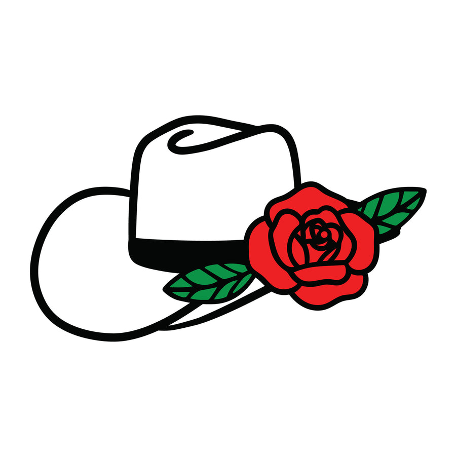 Cowboy Hat with Rose SVG design for Cricut, Silhouette, laser cutting, vinyl, sublimation, shirts, decals, mugs, and DIY craft projects.