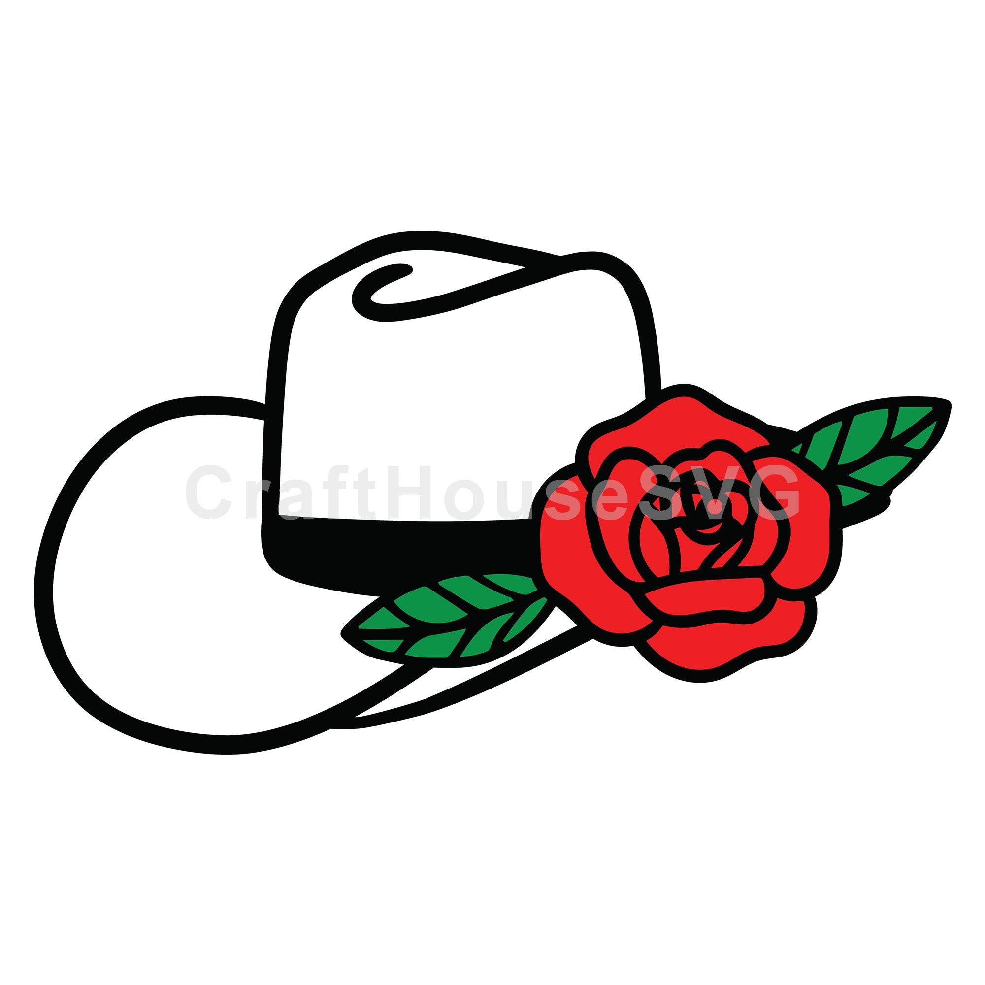 Cowboy hat with rose SVG